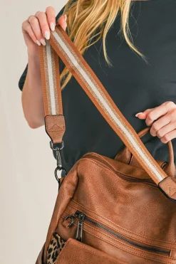 New Dear-Lover Leopard Patchwork PU Leather Functional Backpack Coffee
