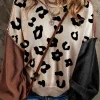 Online Dear-Lover Leopard Print Colorblock Pullover Sweater Coffee