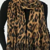 New Dear-Lover Leopard Print Fringed Warm Large Scarf Coffee