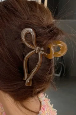 Online Dear-Lover Long Tail Bow Knot Shape Claw Clip Coffee