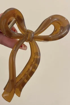 Online Dear-Lover Long Tail Bow Knot Shape Claw Clip Coffee