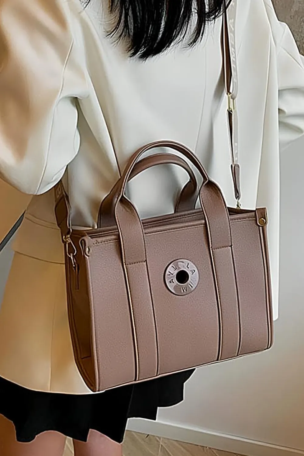 Best Dear-Lover Luxe Fashion PU Leather Bag with Handles Coffee