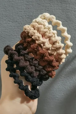 Fashion Dear-Lover 5pcs Spiral High Elastic Hair Tie Coffee