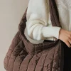 Fashion Dear-Lover Quilted Zipper Large Shoulder Bag Coffee