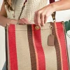 New Dear-Lover Random Cutting Color Block Canvas Large Tote Bag Coffee