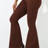 Online Dear-Lover Ribbed Cross Waistband Butt Lift Yoga Flared Leggings Coffee