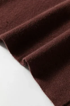 Online Dear-Lover Slim Fit Mock Neck Side Slit Sweater Dress Coffee