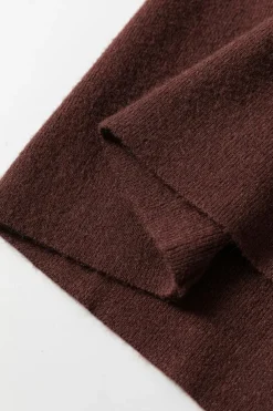 Online Dear-Lover Slim Fit Mock Neck Side Slit Sweater Dress Coffee