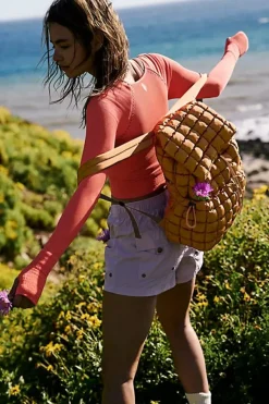 Clearance Dear-Lover Solid Flapped Quilted Puffer Backpack Coffee