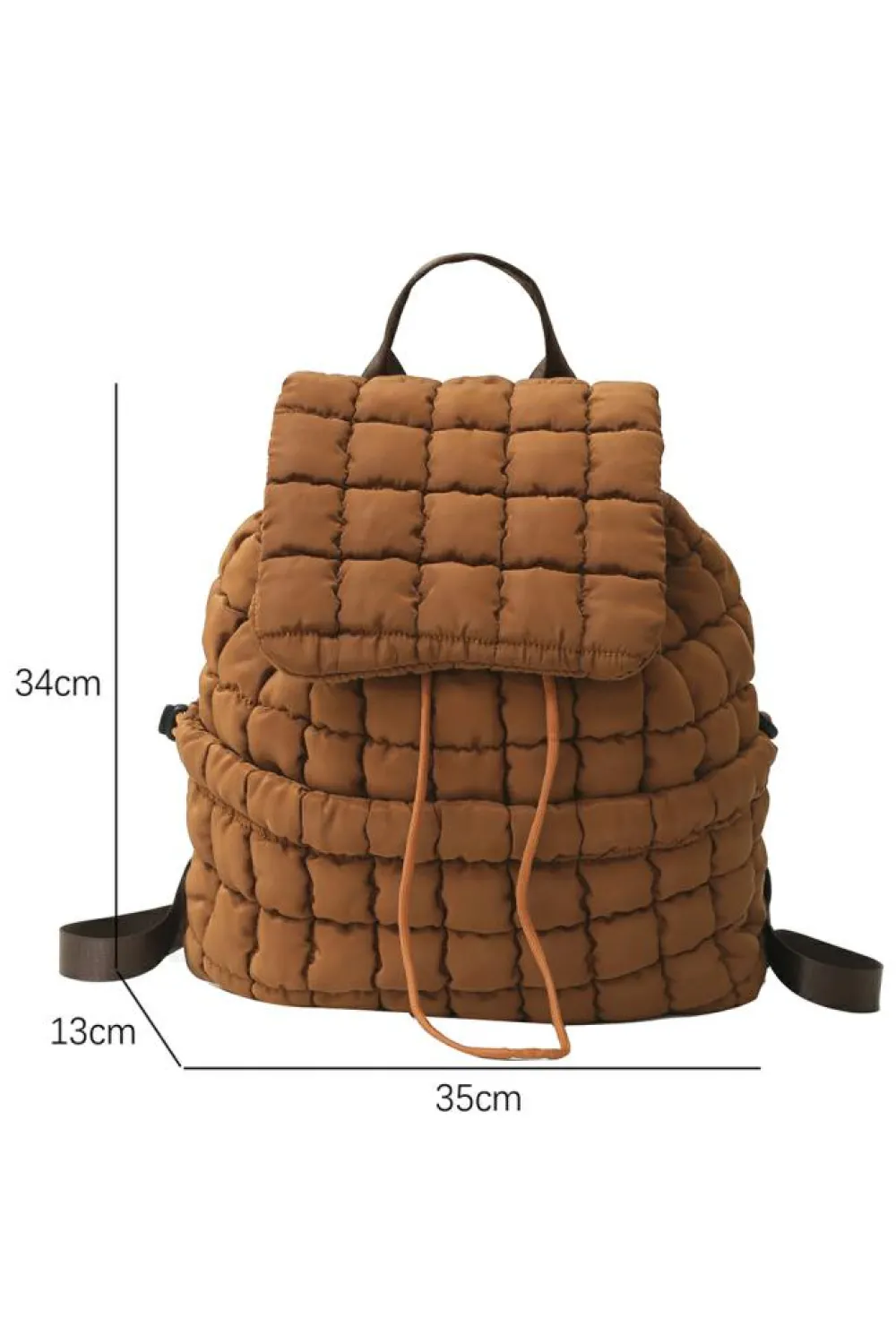 Clearance Dear-Lover Solid Flapped Quilted Puffer Backpack Coffee