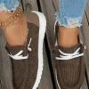 Fashion Dear-Lover Solid Ribbed Criss Cross Slip On Casual Shoes Coffee