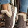 Fashion Dear-Lover Suede Stitching Patchwork Plush Lined Anklet Boots Coffee