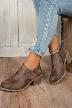 Outlet Dear-Lover Tulip Opening Suede Ankle Boots Coffee