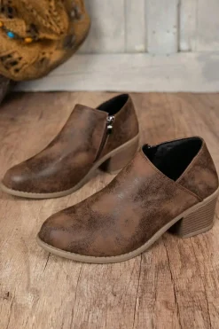 Outlet Dear-Lover Tulip Opening Suede Ankle Boots Coffee
