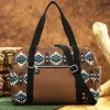 Sale Dear-Lover Western Aztec Print PU Leather Large Travel Duffel Bag Coffee