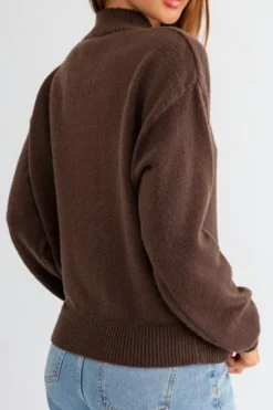 Best Dear-Lover Western Howdy Boot Graphic High Neck Sweater Coffee