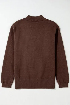 Best Dear-Lover Western Howdy Boot Graphic High Neck Sweater Coffee