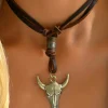 Discount Dear-Lover Western Steer Head Pendant Necklace Coffee