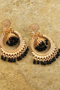 Hot Dear-Lover Boho Pearl Tasseled Plated Alloy Dangle Earrings Color black