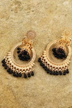 Hot Dear-Lover Boho Pearl Tasseled Plated Alloy Dangle Earrings Color black