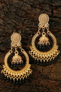 Hot Dear-Lover Boho Pearl Tasseled Plated Alloy Dangle Earrings Color black