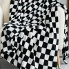 Hot Dear-Lover Checkerboard Printed Soft Throw Blanket 120*200cm Color black