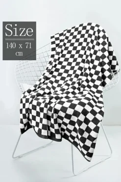 Clearance Dear-Lover Checkered Print Soft Large Bath Towel Color black