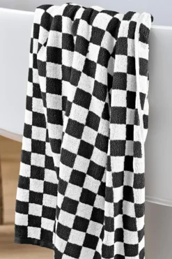 Clearance Dear-Lover Checkered Print Soft Large Bath Towel Color black