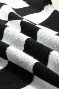 Sale Dear-Lover Colorblock Plaid Pattern Ribbed Trim Sweater Tank Top Color black