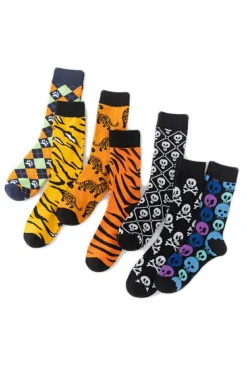 Clearance Dear-Lover Halloween Skull & Crossbones Crew Socks Color black