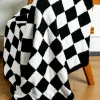 Clearance Dear-Lover Plush Checkered Print Sofa Blanket 127*152cm Color black