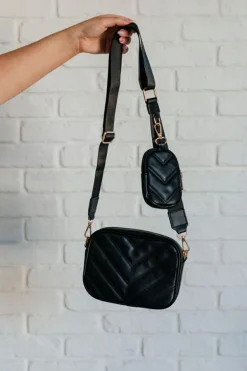 Discount Dear-Lover Quilted PU Leather Crossbody Bag with Coin Purse Color black