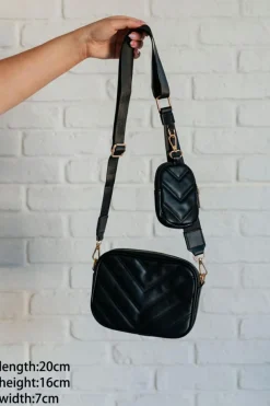 Discount Dear-Lover Quilted PU Leather Crossbody Bag with Coin Purse Color black