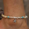 Best Dear-Lover Conch Beaded Starfish Beach Anklet White