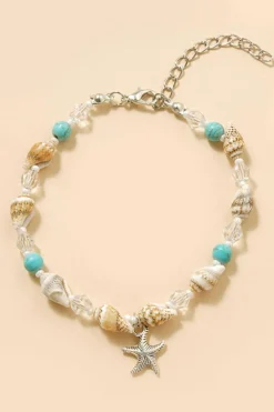 Best Dear-Lover Conch Beaded Starfish Beach Anklet White