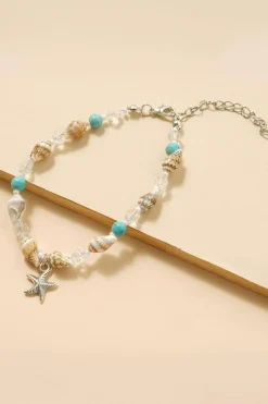 Best Dear-Lover Conch Beaded Starfish Beach Anklet White