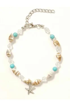 Best Dear-Lover Conch Beaded Starfish Beach Anklet White