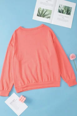 Hot Dear-Lover Contrast Patchwork Kangaroo Pocket Sweatshirt Fiery Red
