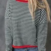 Best Dear-Lover Contrast Trimmed d Drop Shoulder Sweater Stripe