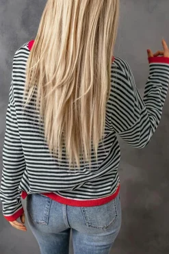 Best Dear-Lover Contrast Trimmed d Drop Shoulder Sweater Stripe