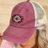 Best Dear-Lover Aztec Pattern Cotton Distressed Baseball Cap Coral
