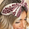 Hot Dear-Lover Retro Floral Vine Printed Bow Knot Headband Coral