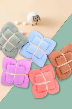 New Dear-Lover Soft Thicken fleece Two Piece Towel Set Coral