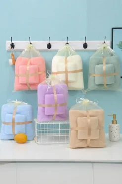 New Dear-Lover Soft Thicken fleece Two Piece Towel Set Coral