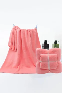 New Dear-Lover Soft Thicken fleece Two Piece Towel Set Coral