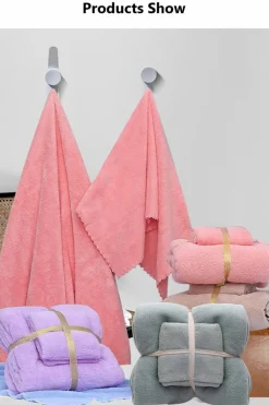 New Dear-Lover Soft Thicken fleece Two Piece Towel Set Coral