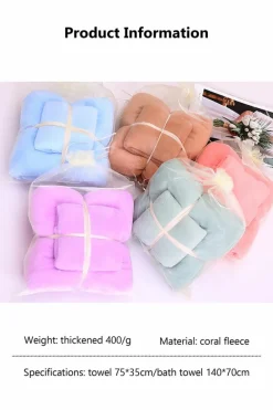 New Dear-Lover Soft Thicken fleece Two Piece Towel Set Coral
