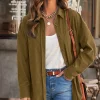 Best Dear-Lover Corduroy Button Pocket Shirt Khaki