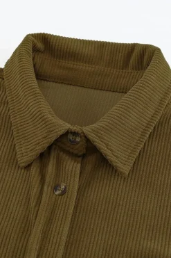 Best Dear-Lover Corduroy Button Pocket Shirt Khaki