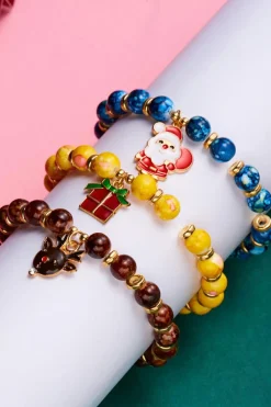 Sale Dear-Lover 3 Pack Christmas Bead Bracelets Dark Blue